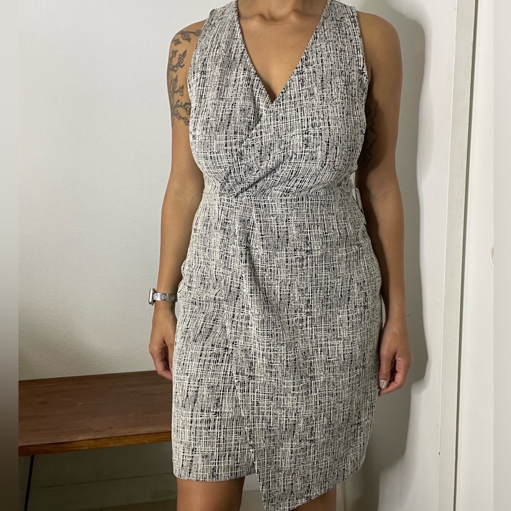 Express Black and White Textured Midi Dress